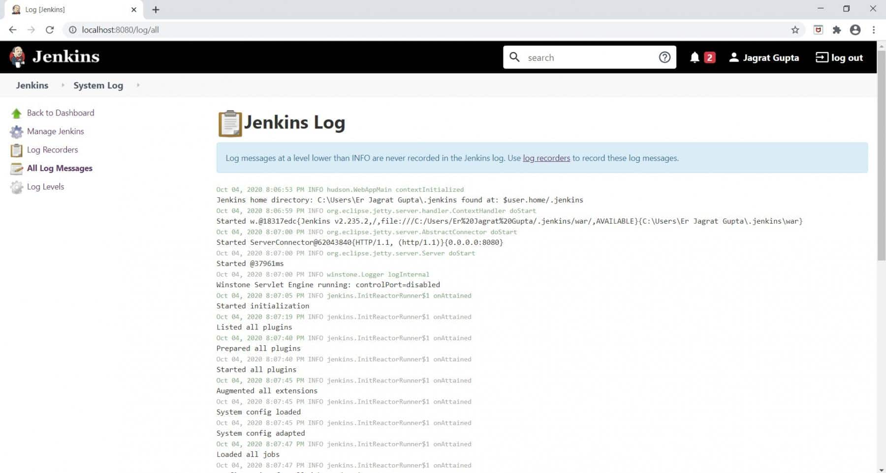Manage Jenkins What are the different configurations and options?